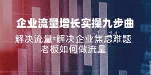 企业流量增长实战九步曲，解决流量=解决企业焦虑难题，老板如何做流量-云资源库