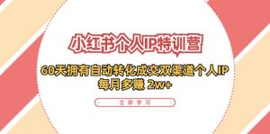 小红书·个人IP特训营：60天拥有 自动转化成交双渠道个人IP，每月多赚 2w+-云资源库