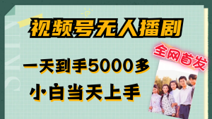 视频号无人播剧，拉爆流量不违规，一天到手5000多，小白当天上手，多…-云资源库