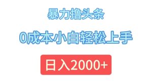 暴力撸头条，0成本小白轻松上手，日入2000+-云资源库