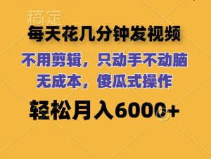 每天花几分钟发视频 无需剪辑 动手不动脑 无成本 傻瓜式操作 轻松月入6…-云资源库