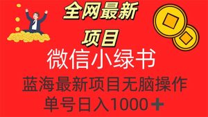 全网最新项目，微信小绿书，做第一批吃肉的人，一天十几分钟，无脑单号…-云资源库