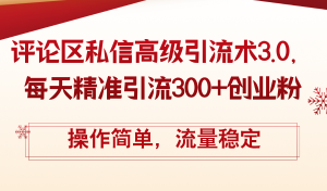 评论区私信高级引流术3.0，每天精准引流300+创业粉，操作简单，流量稳定-云资源库