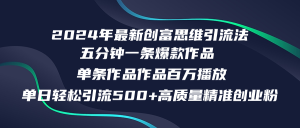 2024年最新创富思维日引流500+精准高质量创业粉，五分钟一条百万播放量…-云资源库