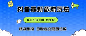 2024年抖音评论区最新截流玩法，日引200+创业粉，日稳定变现四位数实操…-云资源库