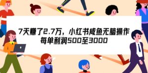 7天收了2.7万，小红书咸鱼无脑操作，每单利润500至3000-云资源库