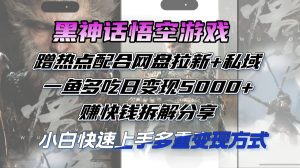 黑神话悟空游戏蹭热点配合网盘拉新+私域，一鱼多吃日变现5000+赚快钱拆…-云资源库