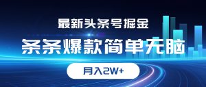 最新头条号掘金，条条爆款,简单无脑，月入2W+-云资源库