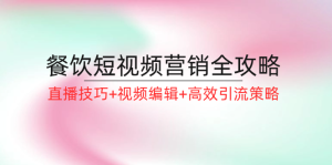 餐饮短视频营销全攻略：直播技巧+视频编辑+高效引流策略-云资源库