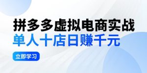 拼多多虚拟电商实战：单人10店日赚千元，深耕老项目，稳定盈利不求风口-云资源库