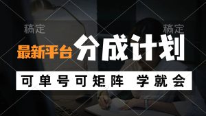 风口项目，最新平台分成计划，可单号 可矩阵单号轻松月入10000+-云资源库