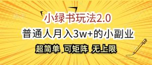 小绿书玩法2.0，超简单，普通人月入3w+的小副业，可批量放大-云资源库