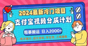 2024最新冷门项目！支付宝视频分成计划，直接粗暴搬运，日入2000+，有…-云资源库