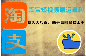 淘宝短视频搬运暴利攻略：日入大几百，新手也能轻松上手！-云资源库