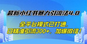 最新小红书暴力引流法4.0， 全平台模式已打通，日精准引流300+，加爆微…-云资源库