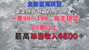 靠卖绝版书籍月入10W+,一单99-199，一天平均20单以上，最高收益日入4500+-云资源库