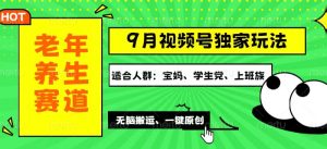 视频号最新玩法，老年养生赛道一键原创，多种变现渠道，可批量操作，日…-云资源库