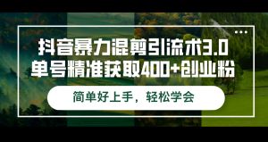 抖音暴力混剪引流术3.0单号精准获取400+创业粉简单好上手，轻松学会-云资源库