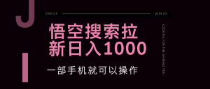 悟空搜索类拉新 蓝海项目 一部手机就可以操作 教程非常详细-云资源库