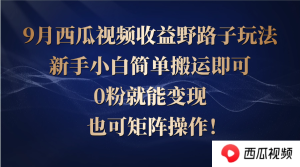 西瓜视频收益野路子玩法，新手小白简单搬运即可，0粉就能变现，也可矩…-云资源库