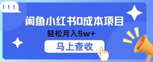 小鱼小红书0成本项目，利润空间非常大，纯手机操作-云资源库