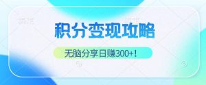 积分变现攻略 带你实现稳健睡后收入，只需无脑分享日赚300+-云资源库