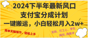 2024年下半年最新风口，一键搬运，小白轻松月入2W+-云资源库