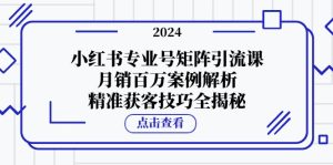 小红书专业号矩阵引流课，月销百万案例解析，精准获客技巧全揭秘-云资源库