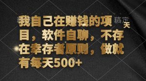 我自己在赚钱的项目，软件自聊，不存在幸存者原则，做就有每天500+-云资源库