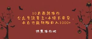 10月最新操作，公众号流量主+小绿书带货，小白轻松日入1000+-云资源库