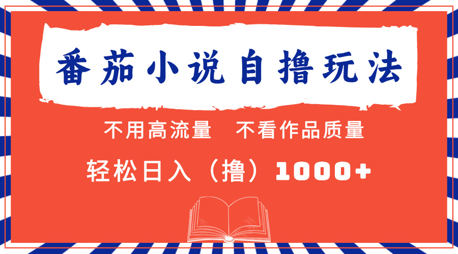 番茄小说最新自撸 不看流量 不看质量 轻松日入1000+-云资源库