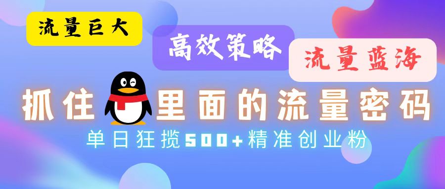 流量蓝海，抓住QQ里面的流量密码！高效策略，单日狂揽500+精准创业粉-云资源库