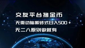 交友平台撸金币，无需动脑搬砖式日入500+，无二八原则做就有，可批量矩…-云资源库