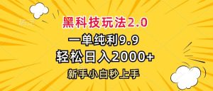 黑科技玩法2.0，一单9.9，轻松日入2000+，新手小白秒上手-云资源库